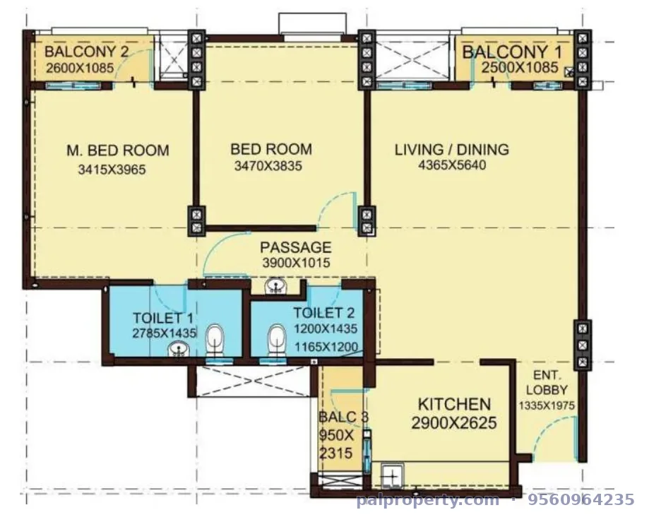 DDA MIG 2BHK floor plan - Pocket-1A Sector A1-A4, Narela Delhi | PAL Property