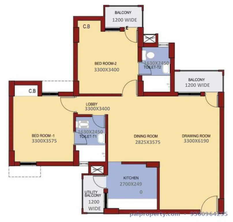 DDA MIG 2BHK floor plan - Pocket-1C Sector A1-A4, Narela Delhi | PAL Property